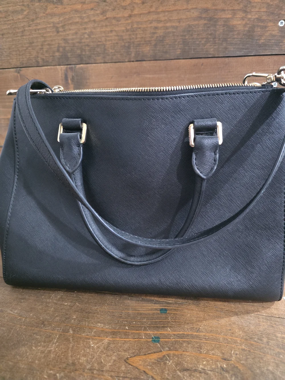 Michael Kors Black Saffiano Satchel with Gold Hardware